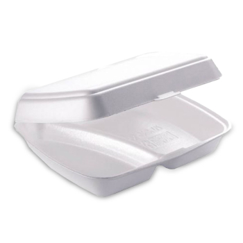 White Linpac Dual Compartment Polystyrene Meal Box - Case of 250