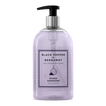 Evans Vanodine Black Pepper & Bergamot Hair & Body Wash Pump - 500ml