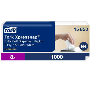 Tork Xpressnap Extra Soft White Dispenser Napkins - Case of 8000
