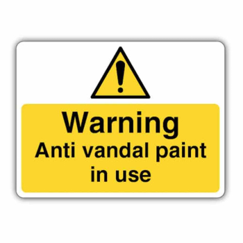 Rigid Yellow Anti Vandal Paint Warning Sign - Each
