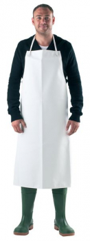 White 48" PVC Apron With Ties - Each