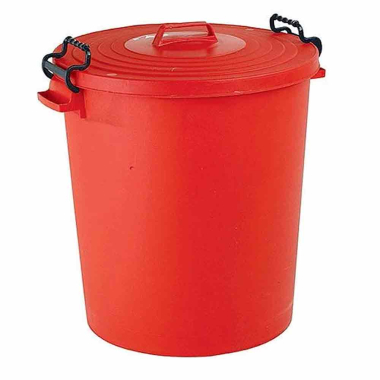 Red Colour Coded Plastic Dustbin with Lid (110ltr) - Each