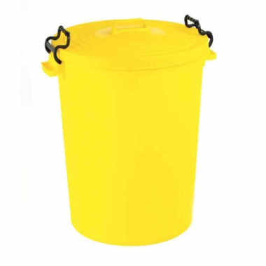 Yellow Colour Coded Plastic Dustbin with Lid (110ltr) - Each