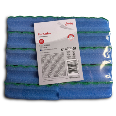 Blue Vileda Professional PurActive Foam Scourers - Pack of 10