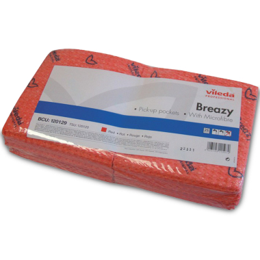 Red Vileda Professional Breazy Semi-Disposbale Cleaning Cloths - Pack of 25