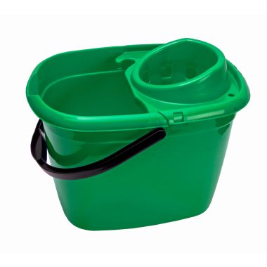 Green Plastic Mop Bucket & Wringer - 14ltr - Each