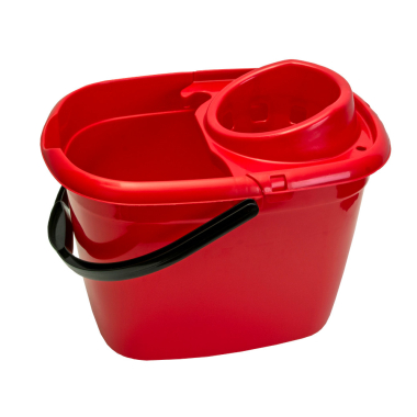 Red Plastic Mop Bucket & Wringer - 14ltr - Each