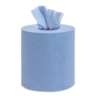 Blue 400 Sheet Embossed 2ply Centrefeed Rolls (18cm) - Case of 6