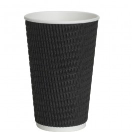 16oz Black Triple-Wall Ripple Cups - System Hygiene