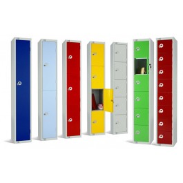 Single Door Steel Locker with Coloured Door 1800x300x450mm