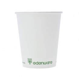 PLA Compostable Single Wall Coffee Cups 8oz White - System Hygiene