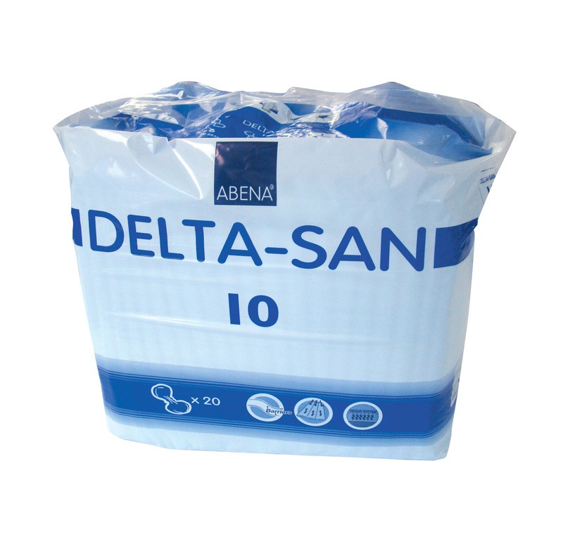 Abena Delta-San 10 Blue Shaped Incontinence Pads - Pack of 20