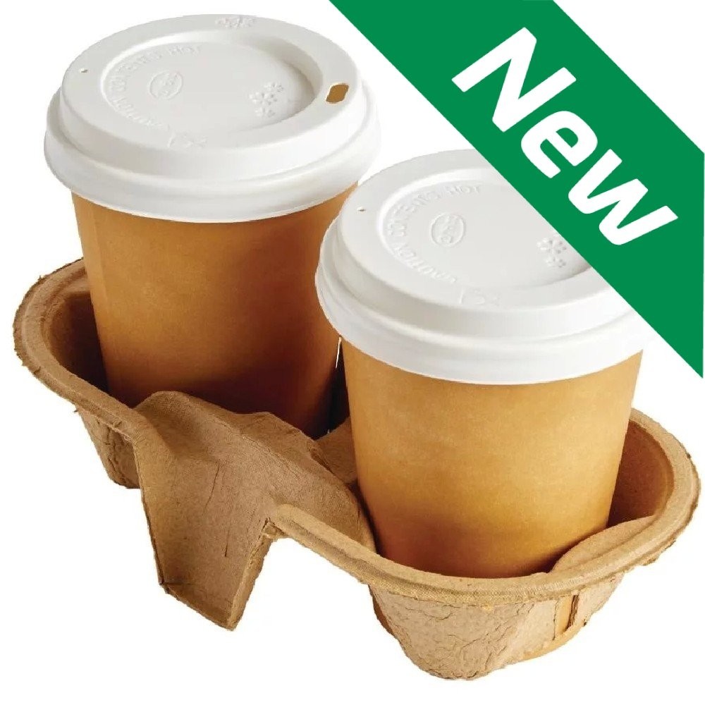 tray for disposable takeaway cups to hold 2 cups recycled
