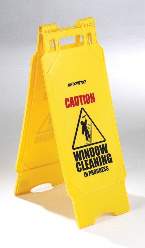 Plastic Folding Caution Window Cleaning Sign