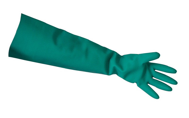 Heavy Duty Green Elbow Length Nitrile Gauntlets