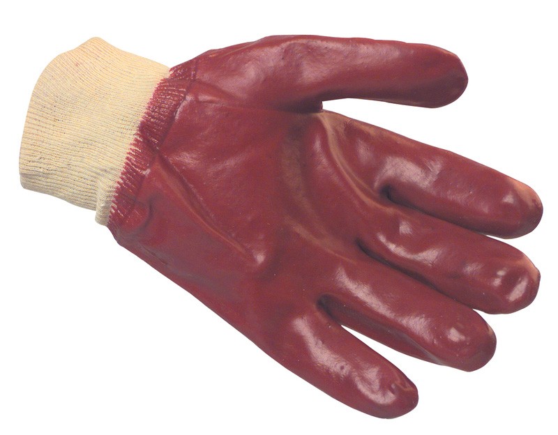 Standard Red PVC Knitwrist Gloves