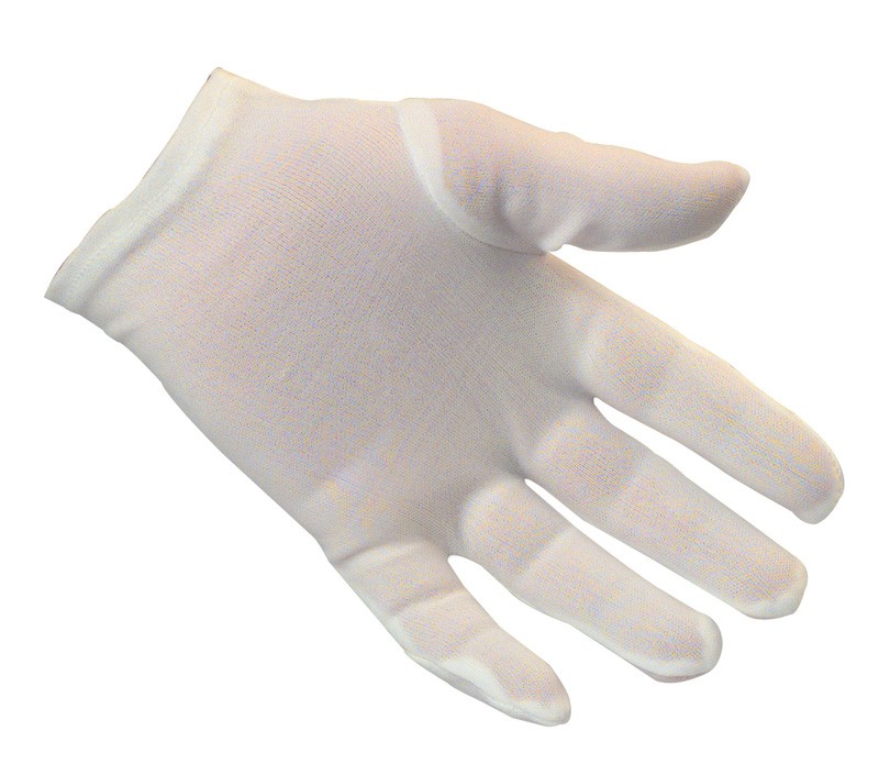 Mens White Nylon Gloves