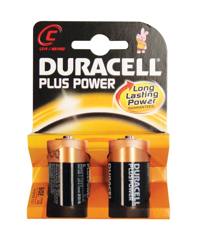Duracell Plus MN1400 Type C 1.5v Batteries - Pack of 2