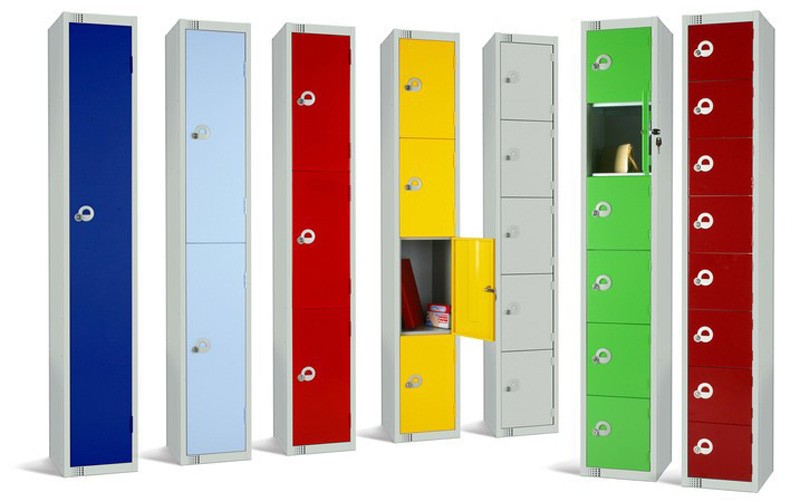 Three Door Steel Locker with Coloured Door 1800x300x450mm