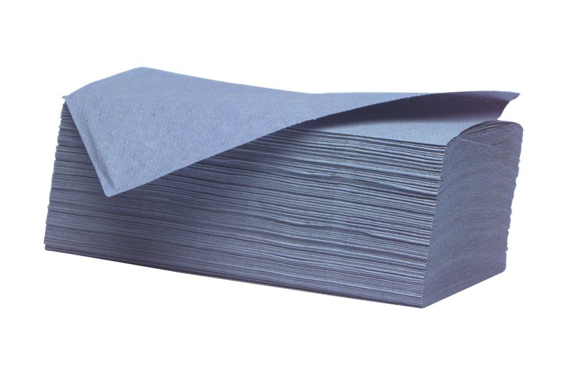 Heavyweight Blue 1ply Interleaved Paper Hand Towels - 4284 per Case