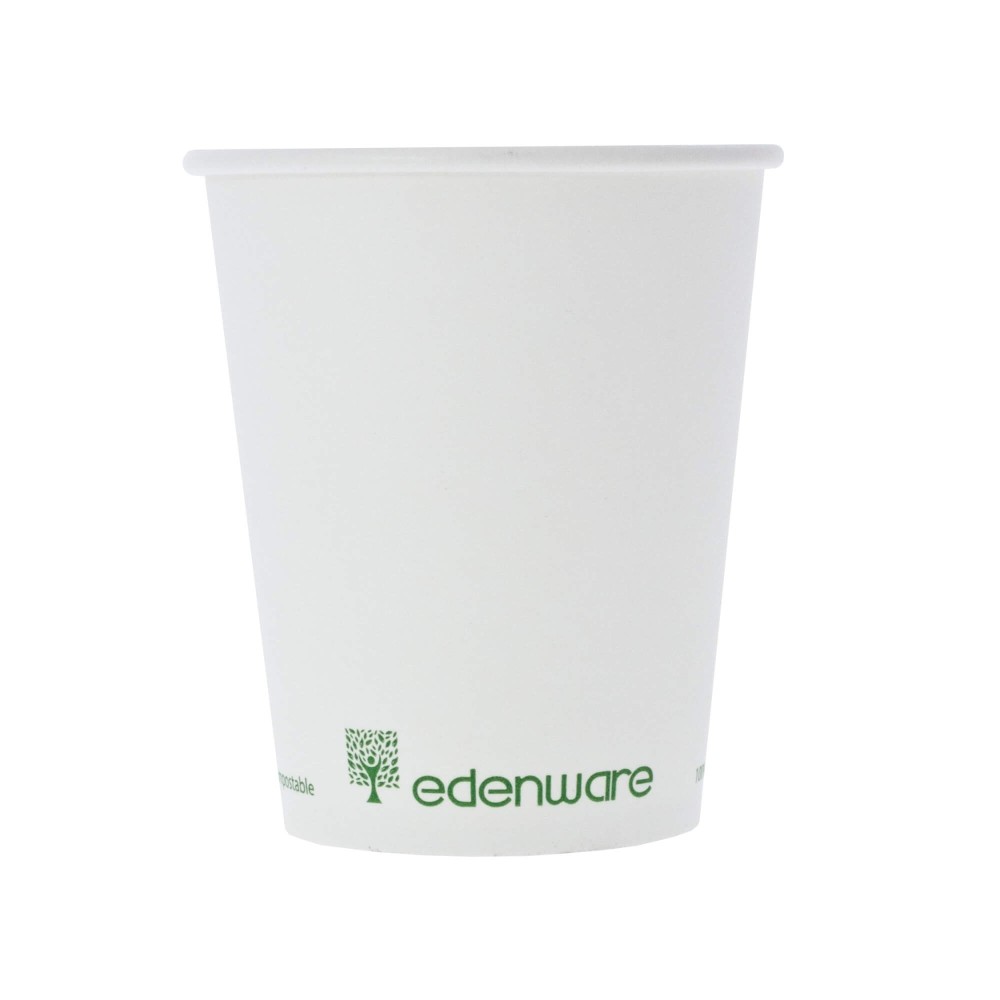 PLA Compostable Single Wall Coffee Cups 8oz White - System Hygiene
