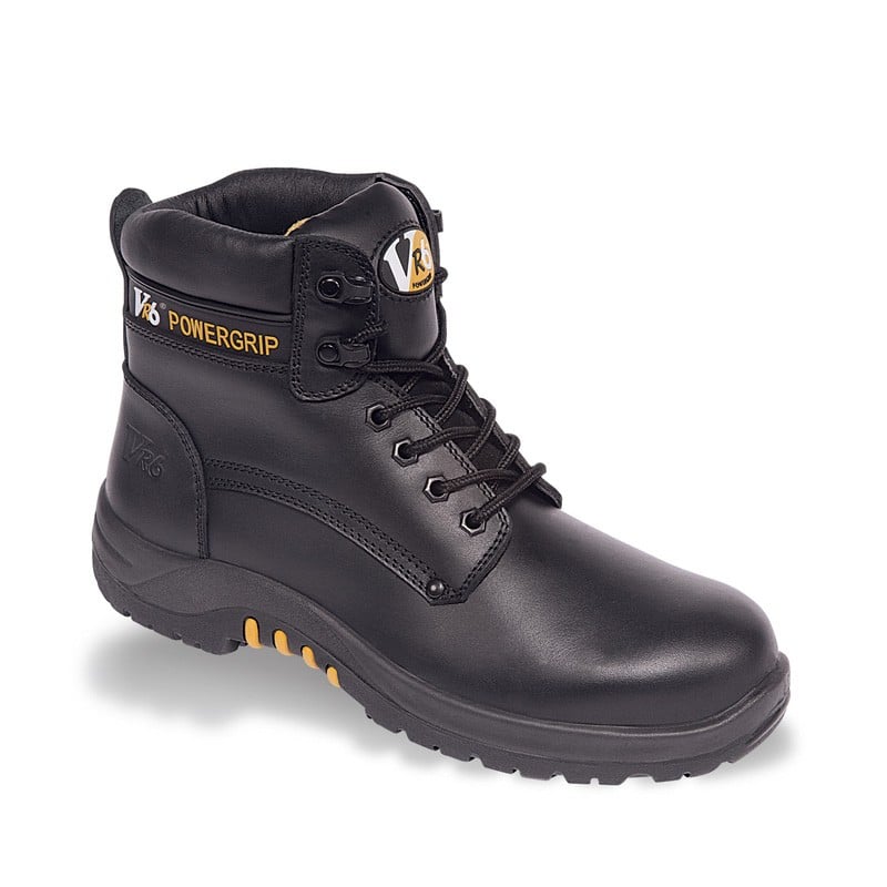 V12 VR6 Bison Black Waxy Derby Safety Boot - Available In Sizes 3-13