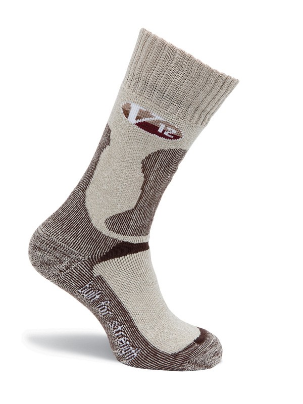 V12 Fawn Marl Heavy Cotton Calf Length Sock - Pair - Available In Sizes Medium - X-Large