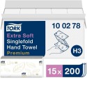 100278 Tork H3 Extra Soft Singlefold Hand Towel Premium (15 x 200 towels)