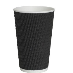 12oz Black Triple-Wall Ripple Cups - System Hygiene