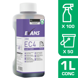 Evans Purple Zone EC4 - Super Concentrated Eco Sanitiser and Multi-Surface Cleaner Unperfumed
