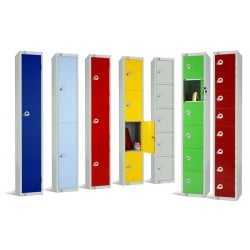 Four Door Steel Locker with Coloured Door 1800x450x450mm