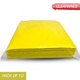 Yellow Quarter Needlefelt Wiping Cloths - Pack of 10 System Hygiene
