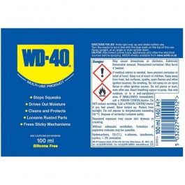 WD-40 Pocket-Size Aerosol Lubricant Spray 100ml Label