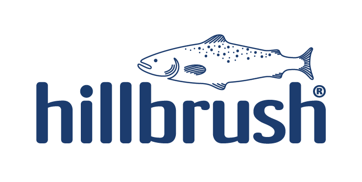Blue Fish Illustration with Hillbrush in text