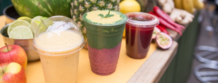 photograph of smoothie cups