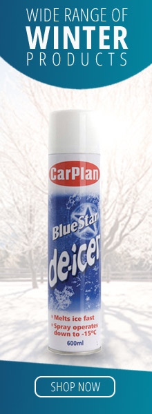 Winter Background with De-Icer Shop Now Button 